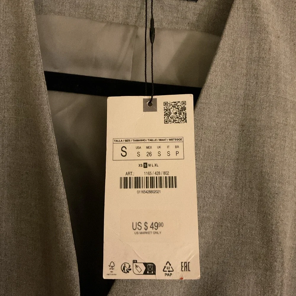 NWT Zara Gray Tailored Waistcoat Button Vest Size Small